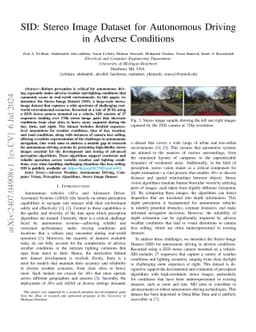 SID: Stereo Image Dataset for Autonomous Driving in Adverse Conditions