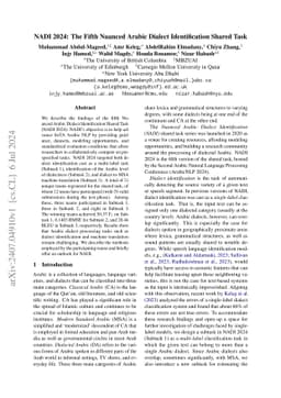 NADI 2024: The Fifth Nuanced Arabic Dialect Identification Shared Task