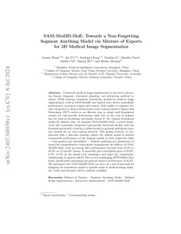 SAM-Med3D-MoE: Towards a Non-Forgetting Segment Anything Model via
  Mixture of Experts for 3D Medical Image Segmentation
