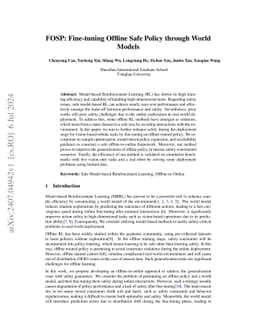 FOSP: Fine-tuning Offline Safe Policy through World Models