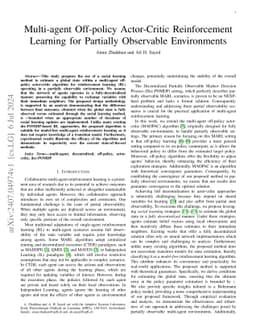 Multi-agent Off-policy Actor-Critic Reinforcement Learning for Partially
  Observable Environments
