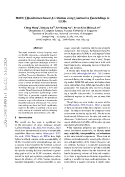 TRACE: TRansformer-based Attribution using Contrastive Embeddings in
  LLMs