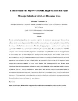 Conditional Semi-Supervised Data Augmentation for Spam Message Detection
  with Low Resource Data