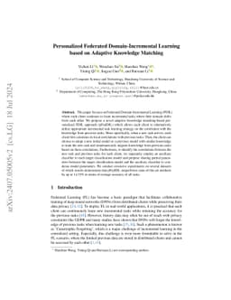 Personalized Federated Domain-Incremental Learning based on Adaptive
  Knowledge Matching