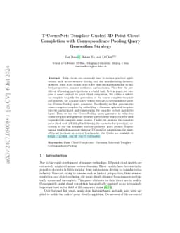 T-CorresNet: Template Guided 3D Point Cloud Completion with
  Correspondence Pooling Query Generation Strategy