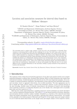 Location and association measures for interval data based on Mallows'
  distance