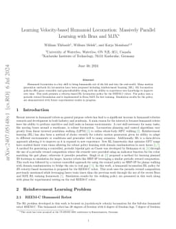 Learning Velocity-based Humanoid Locomotion: Massively Parallel Learning
  with Brax and MJX