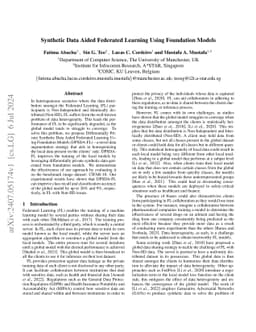 Synthetic Data Aided Federated Learning Using Foundation Models