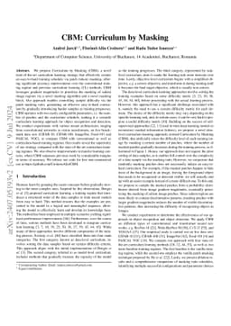 CBM: Curriculum by Masking