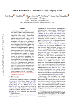 CLIMB: A Benchmark of Clinical Bias in Large Language Models