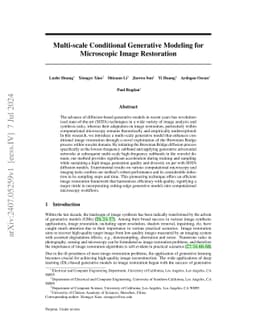 Multi-scale Conditional Generative Modeling for Microscopic Image
  Restoration