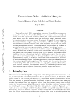 Einstein from Noise: Statistical Analysis
