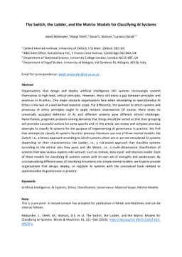 The Switch, the Ladder, and the Matrix: Models for Classifying AI
  Systems
