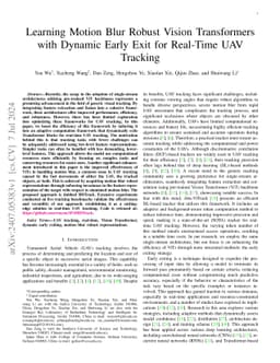 Learning Motion Blur Robust Vision Transformers with Dynamic Early Exit
  for Real-Time UAV Tracking