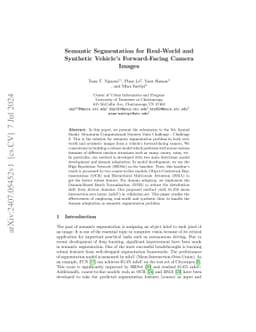 Semantic Segmentation for Real-World and Synthetic Vehicle's
  Forward-Facing Camera Images