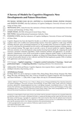 A Survey of Models for Cognitive Diagnosis: New Developments and Future
  Directions