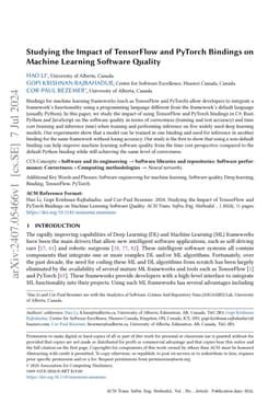 Studying the Impact of TensorFlow and PyTorch Bindings on Machine
  Learning Software Quality