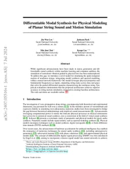 Differentiable Modal Synthesis for Physical Modeling of Planar String
  Sound and Motion Simulation