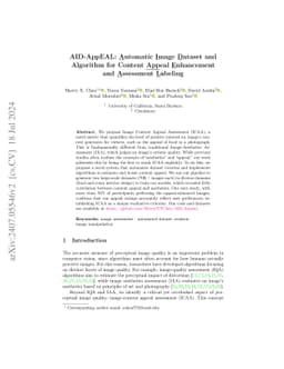 AID-AppEAL: Automatic Image Dataset and Algorithm for Content Appeal
  Enhancement and Assessment Labeling