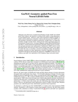 GeoNLF: Geometry guided Pose-Free Neural LiDAR Fields