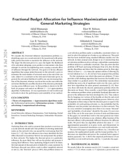 Fractional Budget Allocation for Influence Maximization under General
  Marketing Strategies