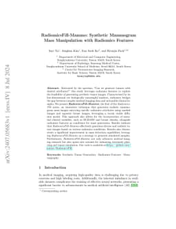 RadiomicsFill-Mammo: Synthetic Mammogram Mass Manipulation with
  Radiomics Features