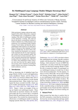 Do Multilingual Large Language Models Mitigate Stereotype Bias?