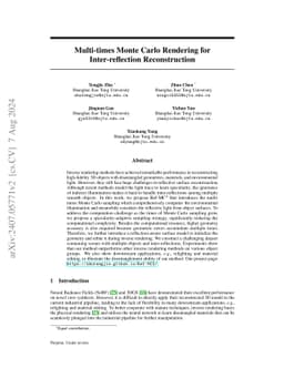 Multi-times Monte Carlo Rendering for Inter-reflection Reconstruction