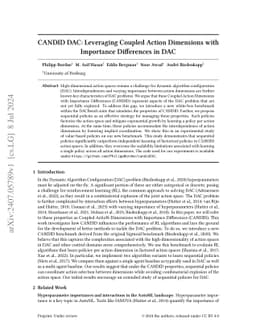 CANDID DAC: Leveraging Coupled Action Dimensions with Importance
  Differences in DAC