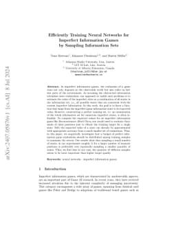 Efficiently Training Neural Networks for Imperfect Information Games by
  Sampling Information Sets