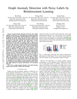 Graph Anomaly Detection with Noisy Labels by Reinforcement Learning