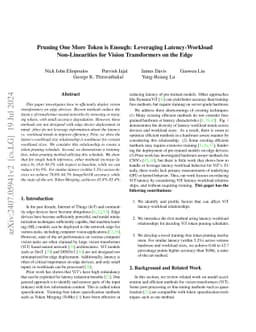 Pruning One More Token is Enough: Leveraging Latency-Workload
  Non-Linearities for Vision Transformers on the Edge