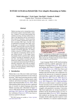 H-STAR: LLM-driven Hybrid SQL-Text Adaptive Reasoning on Tables