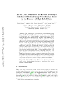 Active Label Refinement for Robust Training of Imbalanced Medical Image
  Classification Tasks in the Presence of High Label Noise