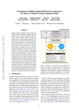 Perceptions to Beliefs: Exploring Precursory Inferences for Theory of
  Mind in Large Language Models