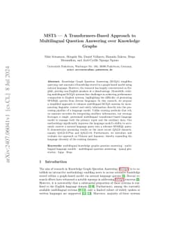 MST5 -- Multilingual Question Answering over Knowledge Graphs