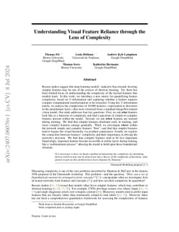 Understanding Visual Feature Reliance through the Lens of Complexity