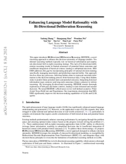 Enhancing Language Model Rationality with Bi-Directional Deliberation
  Reasoning