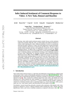 Infer Induced Sentiment of Comment Response to Video: A New Task,
  Dataset and Baseline