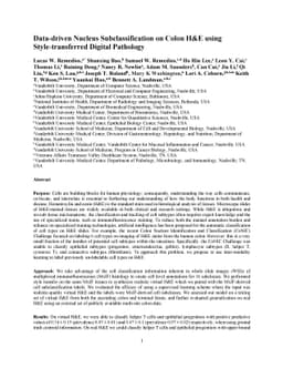 Data-driven Nucleus Subclassification on Colon H&E using
  Style-transferred Digital Pathology