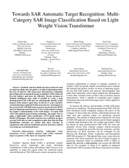 Towards SAR Automatic Target Recognition MultiCategory SAR Image
  Classification Based on Light Weight Vision Transformer