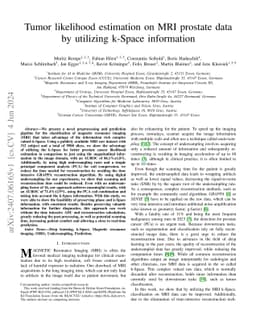 Tumor likelihood estimation on MRI prostate data by utilizing k-Space information