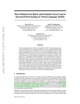 More Distinctively Black and Feminine Faces Lead to Increased
  Stereotyping in Vision-Language Models