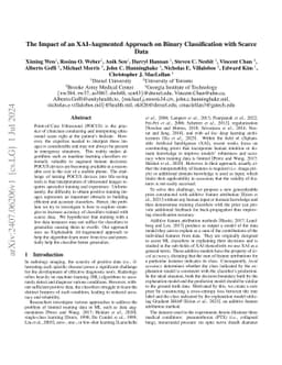 The Impact of an XAI-Augmented Approach on Binary Classification with
  Scarce Data