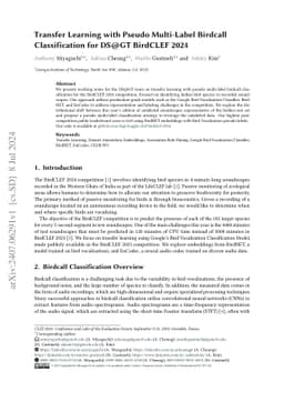 Transfer Learning with Pseudo Multi-Label Birdcall Classification for
  DS@GT BirdCLEF 2024