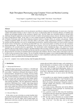 High-Throughput Phenotyping using Computer Vision and Machine Learning