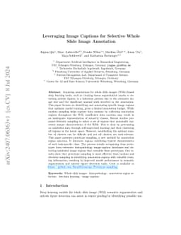 Leveraging image captions for selective whole slide image annotation