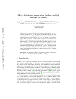RRM: Relightable assets using Radiance guided Material extraction
