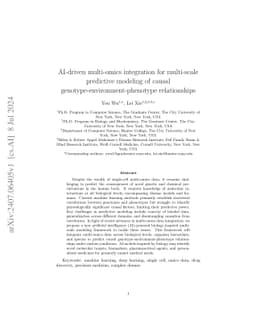 AI-driven multi-omics integration for multi-scale predictive modeling of
  causal genotype-environment-phenotype relationships
