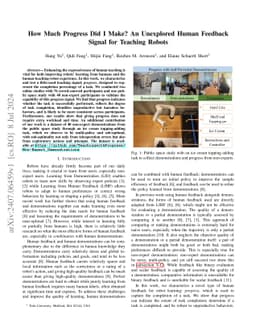 How Much Progress Did I Make? An Unexplored Human Feedback Signal for
  Teaching Robots